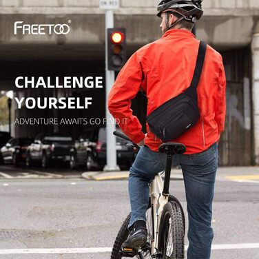 Чоловіча та жіноча поясна сумка FREETOO з 6 кишенями на блискавці – водонепроникна бананка для прогулянок з собакою, бігу, походів, подорожей та відпочинку, чорна