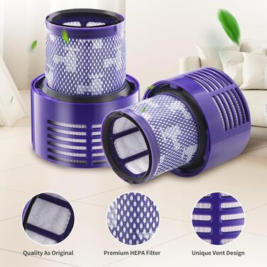 Комплект HEPA-фільтрів для пилососа Dyson V10 (SV12, Cyclone, Absolute, Animal, Total Clean), 4 шт. з щіткою для чищення