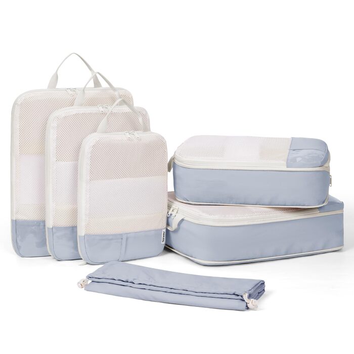 Набір органайзерів для валізи Narwey (6 шт.) - Кубики для пакування з компресією, Salbeigrün (бежевий)