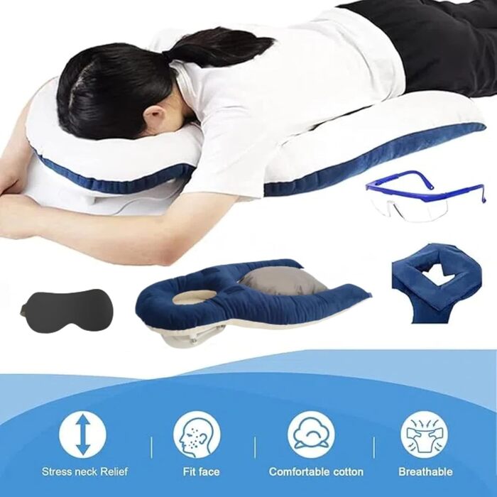 HoldOne Light Vitrectomy Eye Surgery Recovery Pillow, adjustable height & 1 chest pads, reversible face-down support for Macula & Retina removal patients, for patients during