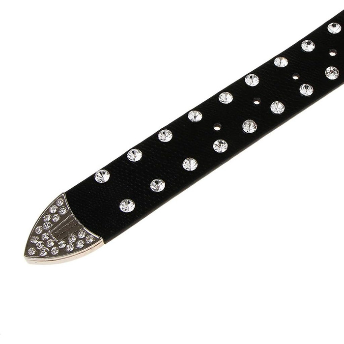 Жіночий пояс Fenteer з камінням, джинсовий, з пряжками, шкіряний, 3,5 см, чорний