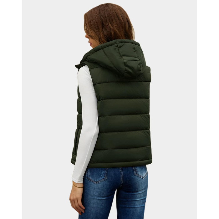 Зручна зимова жилетка Daen Weste Kurz Elegant - легка, з капюшоном (зелена, M)