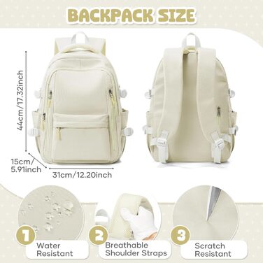 Шкільний рюкзак HYC00 для дівчаток та хлопчиків-підлітків, рюкзак для жінок, casual, для подорожей, 14-дюймовий рюкзак для ноутбука, водонепроникний, для школи, коледжу, M4-зелений (M2-бежевий)