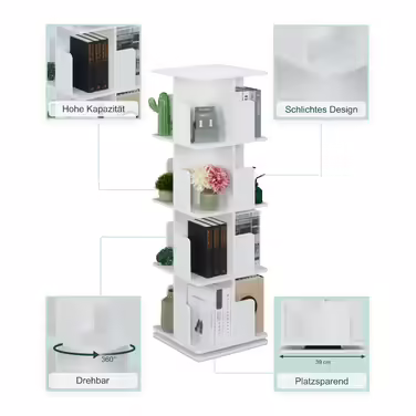 Relaxdays White Rotating Bookshelf