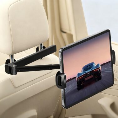 Тримач для планшета VINATO в авто, кріплення на підголівник, 360° обертання, для пристроїв 4-13 дюймів, чорний