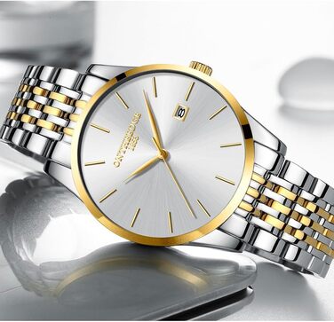 Чоловічий годинник на зап'ясті з нержавіючої сталі, водонепроникний, класичний, з великим циферблатом, мінімалістичний, аналоговий кварцовий годинник для чоловіків, блакитний (Ss-jb)