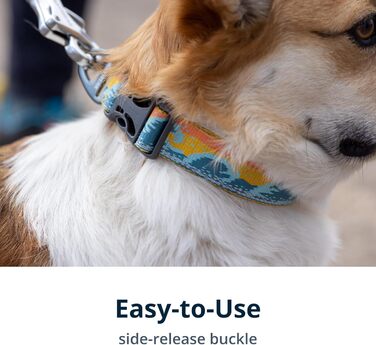 Нашийник для собак RUFFWEAR Crag, середній, з алюмінієвим кільцем V, регульований, 36-51 см, колір Midnight Wave