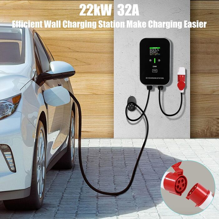 Кабель для зарядки електромобіля Schuko, 3.5kW, 6-16A з цифровим дисплеєм, для Tesla Model 3/Y, Peugeot 3008/508, Citroen C5X, DS7, GLA, Q3, X3 (22kW 32A)