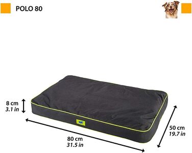 Ортопедичний лежак для собак Ferplast Polo - лежак для котів, миючий, знімний, чорний, 80 x 50 x 8 см