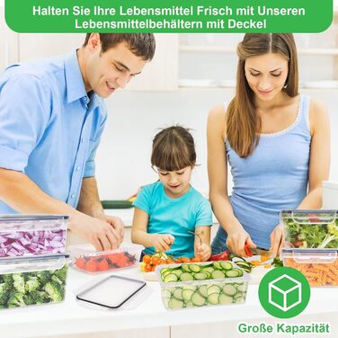 Набір контейнерів Kottwca, 30 шт. (15 контейнерів + 15 кришок) - набір для зберігання продуктів, 100% герметичність, BPA-Free, для мікрохвильовки та холодильника (8 великих об'ємів)