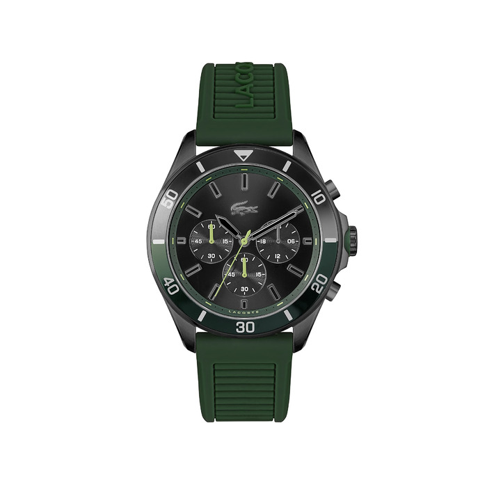 Годинник чоловічий Lacoste Chronograph Quarz TIEBREAKER з зеленим силіконовим браслетом 2011153