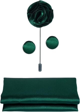 Набір краваток Tie G U Style (5 шт.) для чоловіків: однотонні краватки, сатинова метелик, нагрудна хустинка, реверс, кравецькі затискачі. Колір: A-Hunter Green