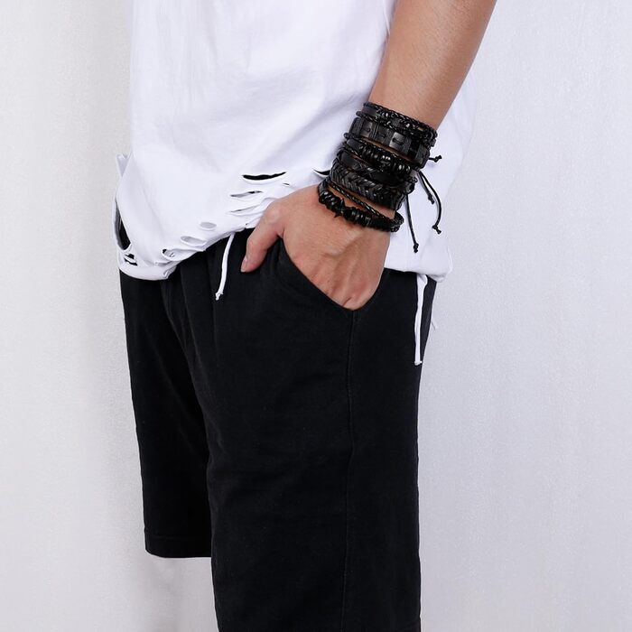 Чоловічий браслет з плетіння з екошкіри Milakoo, набір браслетів та манжет для жінок та чоловіків