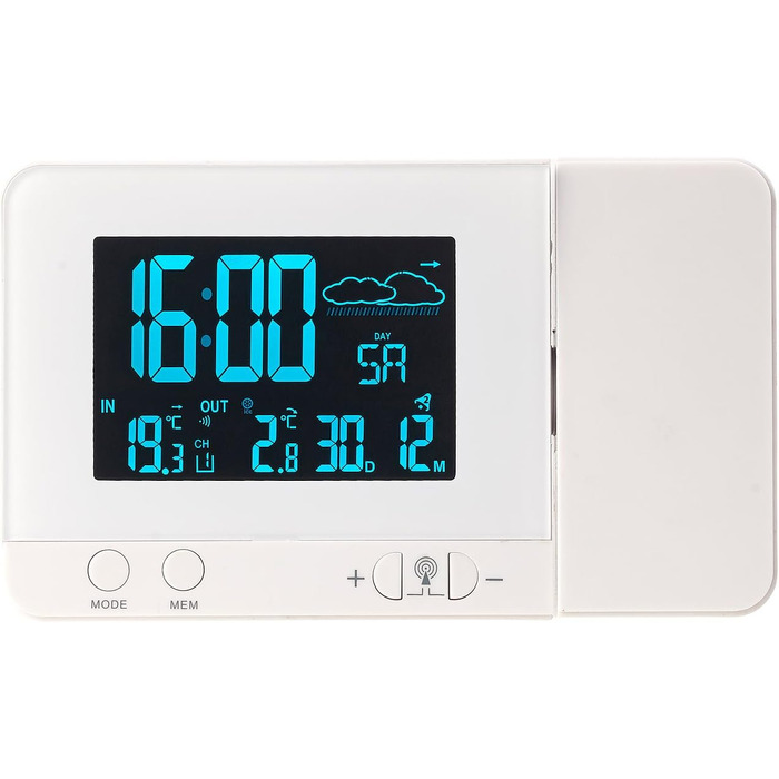infactory Projection Clocks: Radio Weather Station with Projection Alarm, Outdoor Sensor, and USB, White (Radio Projection Clock, Clock with Projection, Outdoor Temperature Display)