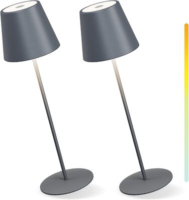 LED настільна лампа MALUX бездротова, диммируемая, RGB, IP54, для дому та саду (сірий)