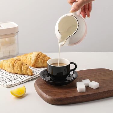 Набір порцелянових чашок еспресо Sweejar (6 шт.) з підставкою, 70 мл, для кави, мокко, чаю (чорний)