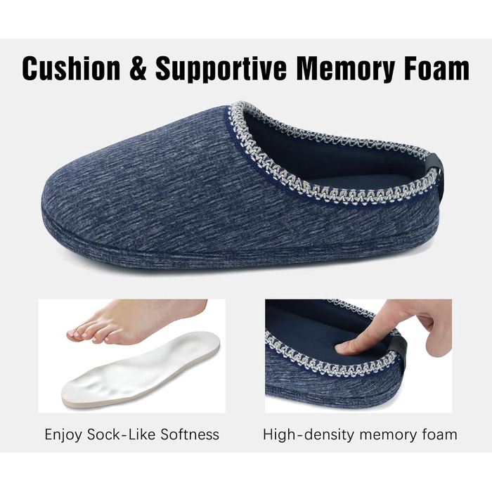 COFACE Чоловічі пантолети з м'якою піною Memory Foam, зручні шльопанці для дому та вулиці (Темно-синій, 47 EU)