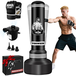Стендова боксерська груша для дорослих та підлітків, 175 см, міцна боксерська груша для ударів, комплект з боксерськими рукавичками та електричним насосом, боксерська груша для чоловіків, ідеальна для тренувань MMA та кікбоксингу