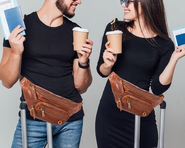 Чоловіча поясна сумка Marc Peter® Varadero з натуральної шкіри Наппа | Перехресна сумка на пояс для чоловіків та жінок | Шкіряна сумка через плече | Hip Bag | Колір: Восковий коричневий