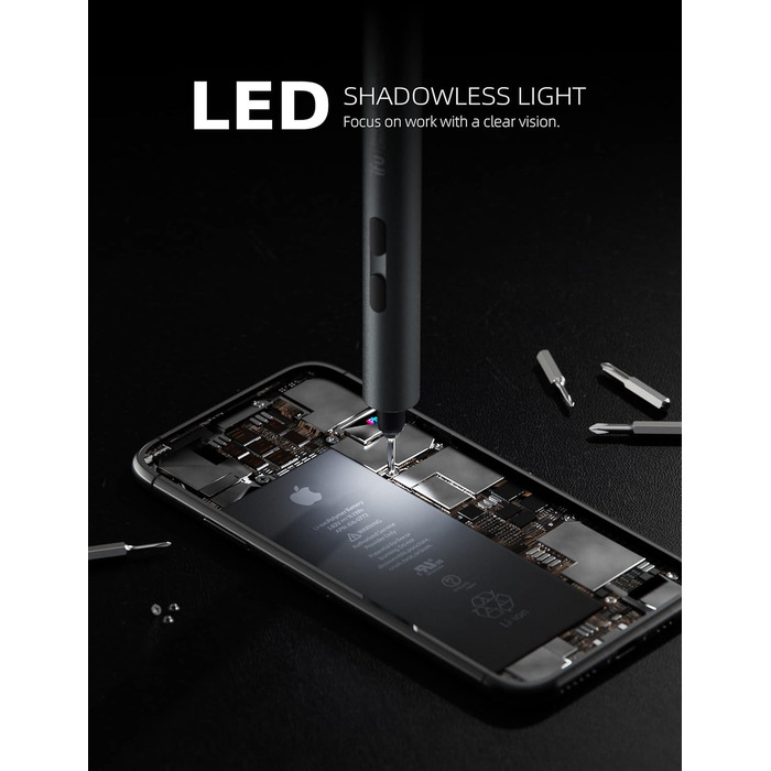 iFu Mini Електричний Шуруповерт Преміум 90 в 1 з LED Підсвіткою та Магнітними Бітами для Ремонту Телефонів, Ноутбуків, Годинників та Іншої Електроніки - Сіро-зелений
