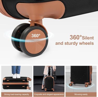 Набір валіз LEADZM 3 шт. з захистом кутів, ABS, телескопічний ручка, ручна поклажа, контрастне забарвлення (кремово-білий)