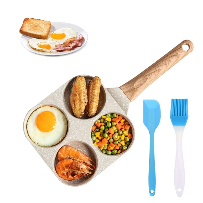 Пательня для млинців та яєць з антипригарним покриттям 4 відділення, для індукції, газу, стейків, гамбургерів