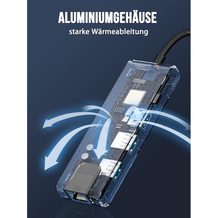 Lemorele USB-C хаб 14-в-1: док-станція з 3 портами дисплея (2 HDMI 4K + VGA), 5 USB (3x USB 3.0), 100W PD, SD/TF кардрідер, аудіо, сумісна з MacBook, Dell, Windows