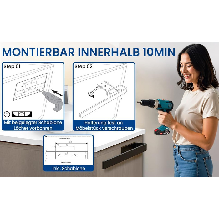 Тримач для рушників RTM R на стіну, з алюмінію, чорний матовий, 32 см