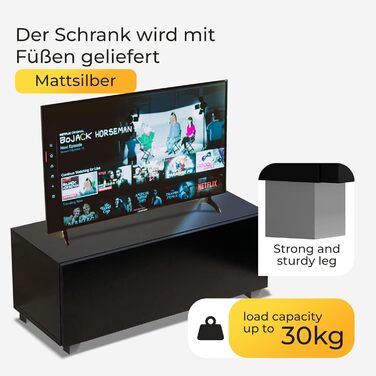 4housedesign® TV Board Lowboard Hanging | TV Cabinet Sideboard Living Room | Lowboard Living Room TV Shelf TV Board Hanging TV Cabinet TV 55 Inch - TV Lowboard Black Matt (200 (2x100), Black Matt)