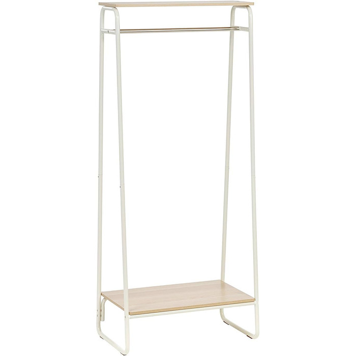 Iris Ohyama Clothes Rack with Wooden Shelves, 4 Levels, White, Modern Design, Robust Frame, Non-Slip, For Bedroom, Studio, Closet, Clothes & Shoes, Laundry Rack, Easy Assembly, (White, Shelves 2)