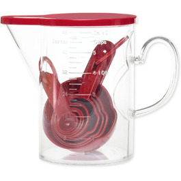 Набір мірних стаканів і ложок Supreme Housewares, 10 шт., пластик, універсальні кухонні аксесуари для вимірювання інгредієнтів, BPA-free, для рідких і сухих продуктів, червоні, підходять для посудомийної машини