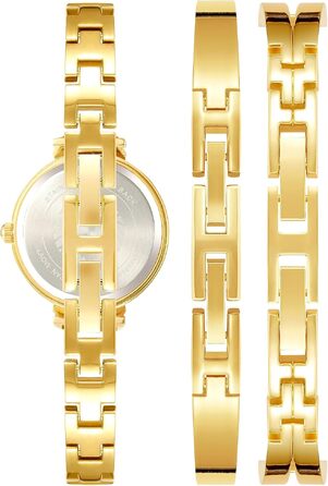 Жіночий набір годинників Anne Klein Premium з кристалами та браслетами (Золотий/Лавандовий)