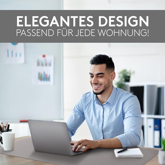 Підкладка під клавіатуру та мишу HAMZAM PU Leder 90x40 см - преміум якість, сірий колір