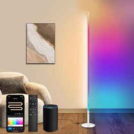 LED-лампа Fortand кутова, WiFi, RGBCW, диммування, для вітальні/спальні, з пультом, сумісна з Alexa/Google Home, 155 см (кругла база)