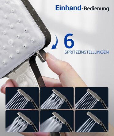 Набір для душу Newentor з шлангом 1,5 м, високий тиск, 6 режимів, срібляний (душова лійка, позолочений шланг)