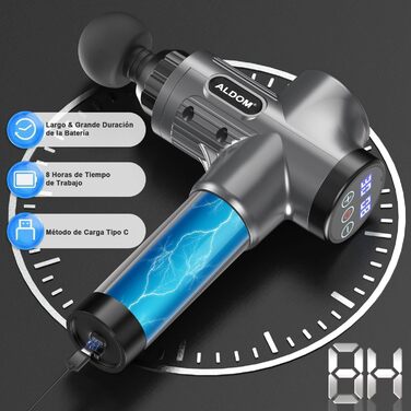 ALDOM Electric Massage Gun - Muscle Therapy Device with 30 Speed Settings & 8 Attachments - Percussion Massager for Men & Women