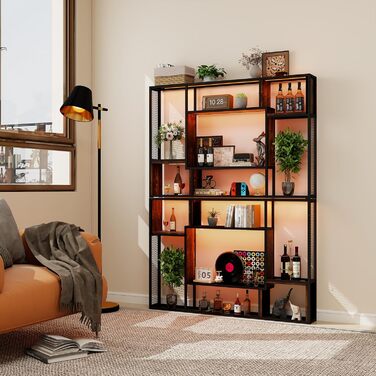 Стильне металеве виноградне реіал на стіну з LED-підсвічуванням, 3 яруси, чорний, 120x80 см