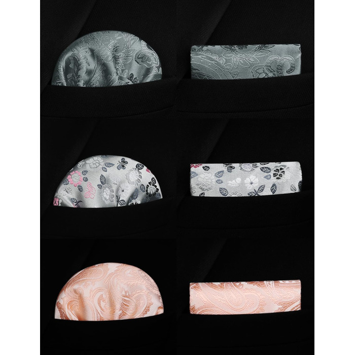 HISDERN Комплект краваток для чоловіків (3 шт.) Класичні краватки та нагрудні хустинки з шовку для весілля, свята. Розмір універсальний