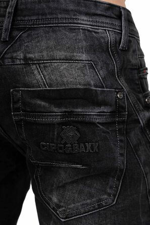 Чоловічі джинси Cipo & Baxx Biker Style: Regular або Slim Fit, Stone Washed Denim, чорний (29W/32L)