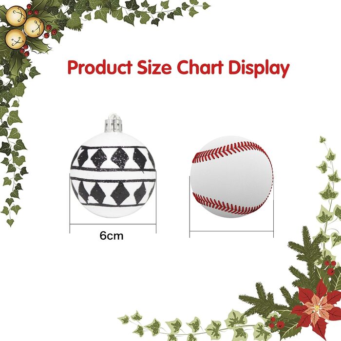 30 шт. прикрас на ялинку: блакитні та чорні ялинкові кулі, 6 см, ручної роботи, з петелькою для ялинки