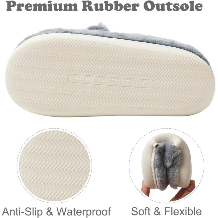 Тапочки халатні зимові Shaine для жінок та чоловіків, бавовна, котик, теплі, плюшеві, унісекс, м'які, зручні, з неслизькою підошвою, сірий колір (38/39 EU)