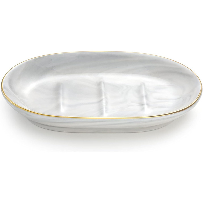 Підставка для мила Luxspire з кераміки, антиковзна, білий мармур, для ванної кімнати, душу та кухні