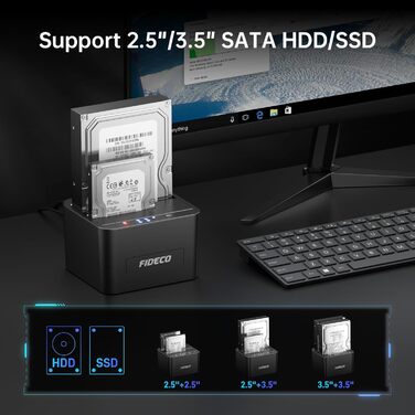 Док-станція для HDD/SSD FIDECO, USB 3.0, 2.5/3.5
