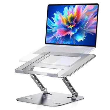 Підставка для ноутбука TECKNET регульована по висоті, ергономічна, складна, з вентиляцією, сумісна з 11-17.3 дюймами, для MacBook та планшетів (срібна)