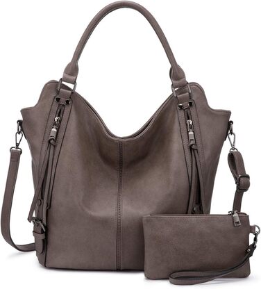 Комплект жіночих сумок Realer: шкіряна сумка-шопер, сумка на плече, гаманець Taupe L (бежевий)