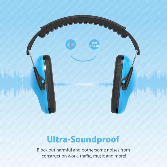 Навушники для захисту від шуму Dr.meter для дітей - пасивні навушники-затички для вух, захист від шуму, школа, SNR 27dB, для аутизму, сну, навчання, гри на барабанах, зелені та блакитні (зелений+блакитний)