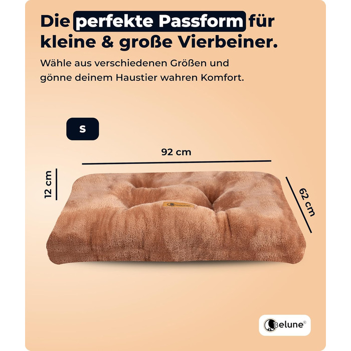 Belune® Крісло-лежанка для собак Deluxe - миється, великі породи, лежанка для собак (Колір: Коричневий, Розмір S (92x62x12 см))