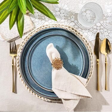 Набір керамічного посуду AmorArc для 8 осіб (24 елементи) - блакитний Ceylon, міцний, для миття в посудомийній машині та мікрохвильовій печі