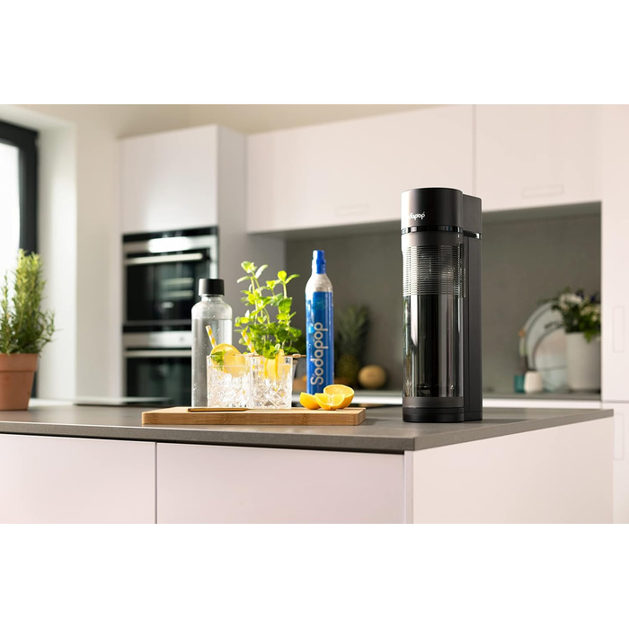 Sodapop Wassersprudler Logan: Набір для газування води з CO₂ балончиком та 3 скляними пляшками, матовий чорний, 42,6 см