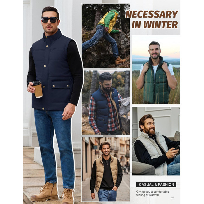 Чоловіча степкова жилетка Lonya Weste: водонепроникна, легка, з флісовою підкладкою та кишенями (М, темно-синій)